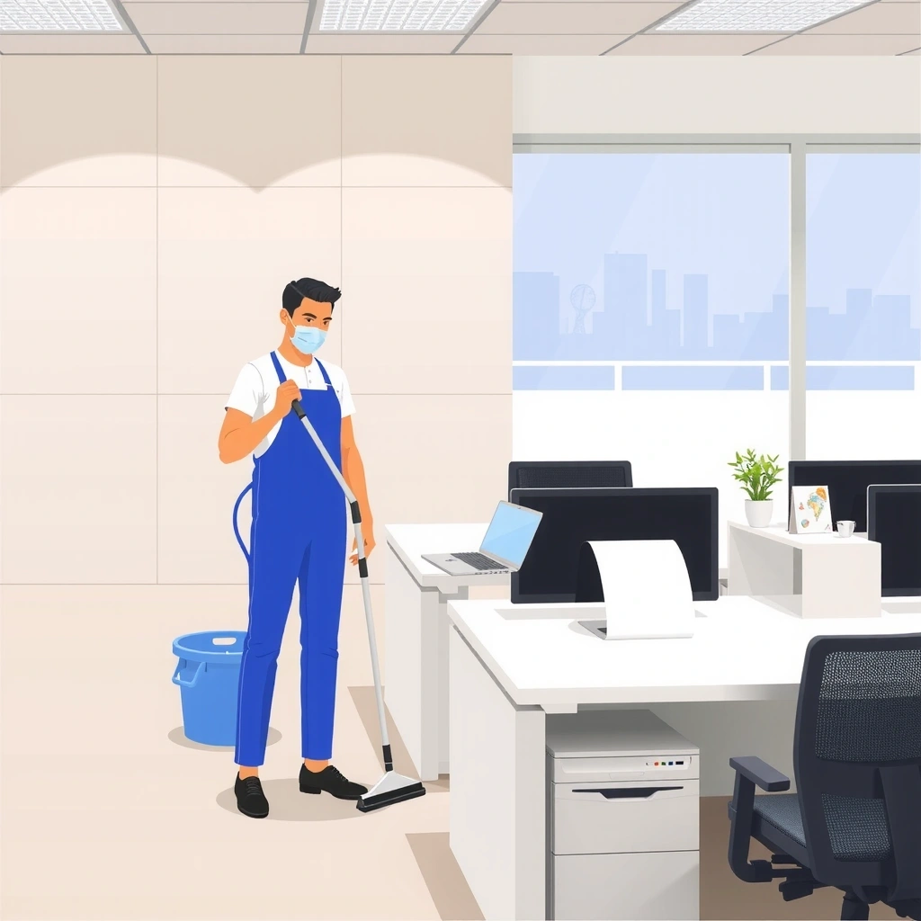 Commercial office cleaning service showing a professional office space