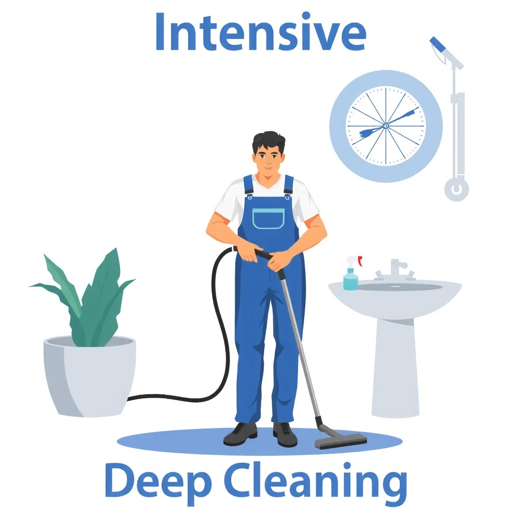 Deep cleaning service showing intensive cleaning process