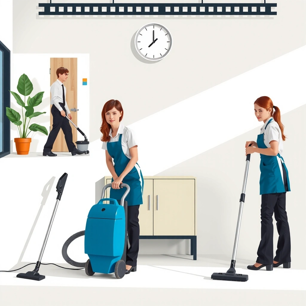 Professional cleaning service team at work